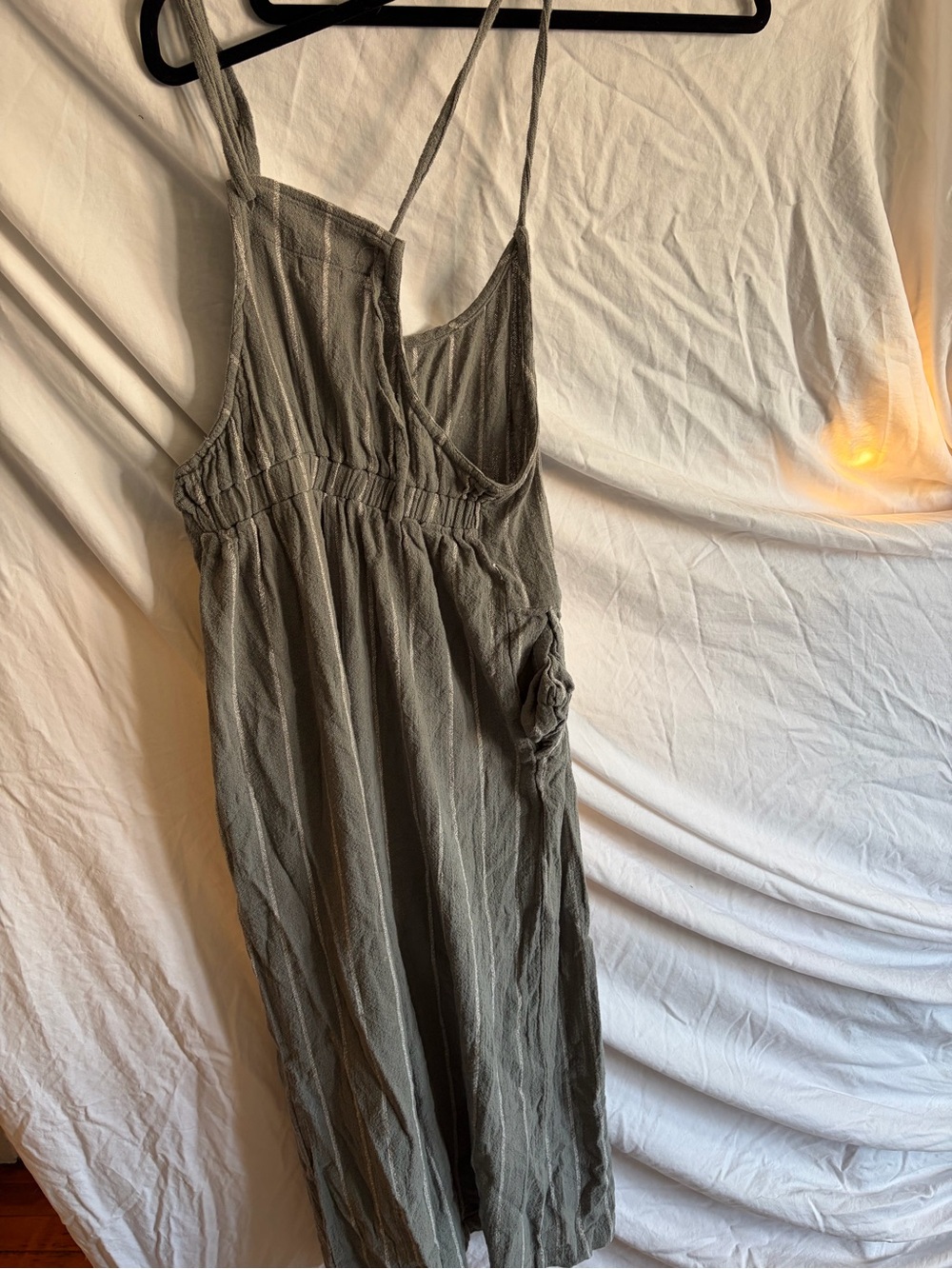 Cost Plus World Market Olive Textured Spaghetti-Strap Slip Dress